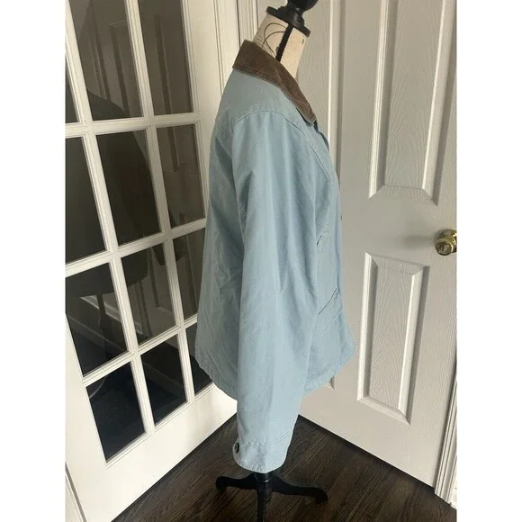 Vintage LL Bean Baby Blue Quilted Lined Barn Chore Coat Canvas Field Jacket M - Picture 9 of 11